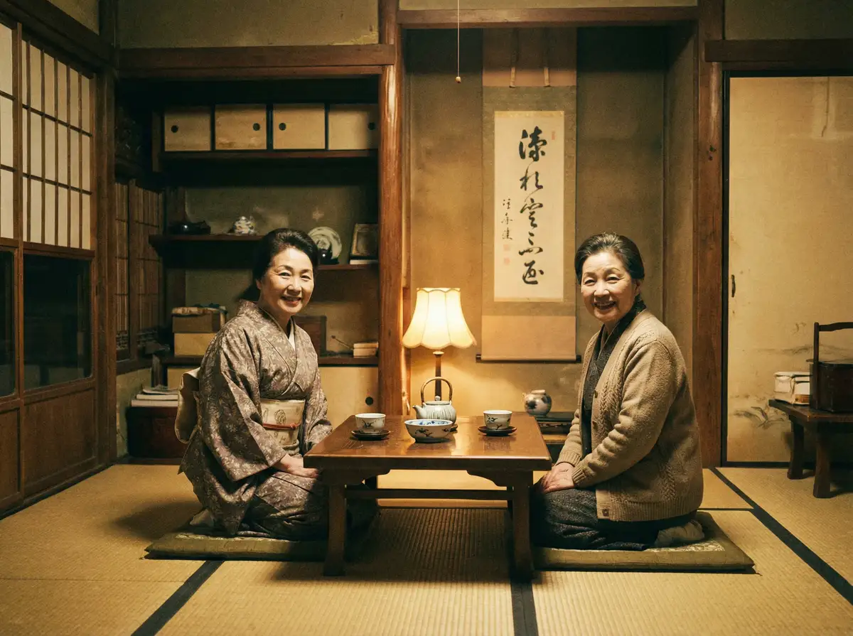 两位优雅的 【不安人】不安人影院最新入口 | 最新资讯不安人合集 在日式茶室中品茶交谈